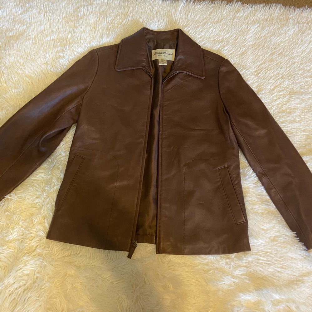 Eddie Bauer Lamb Leather Brown Jacket size XS
